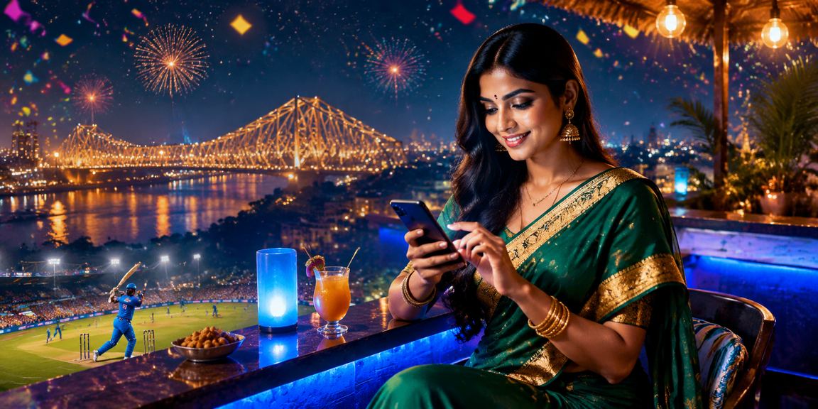 Kolkata's iconic Howrah Bridge with cricket betting vibes